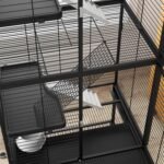 PawHut 53.5" H Ferret Cage, 4-Tier Rolling Rat Cage for Chinchillas, Rabbits, Squirrel, Small Animal Habitat with Bottom Storage Shelf, Removable Tray, 24" x 18" x 53.5", Black - Image 10