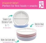 Elk and Friends Kids 6.7” Porcelain White Divided Plates with Silicone Sleeves | Suitable for Babies/Toddlers | Microwave & Dishwasher Safe | Non Slip Dinnerware | Snack Dishes | 2 Pack - Image 5