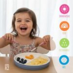 Elk and Friends Kids 6.7” Porcelain White Divided Plates with Silicone Sleeves | Suitable for Babies/Toddlers | Microwave & Dishwasher Safe | Non Slip Dinnerware | Snack Dishes | 2 Pack - Image 9