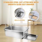 23.5" x 15.7" x 8" Stainless Steel Sifting Litter Box for Pine Pellets, XXL Large Pull-Out Cat Litter Box for Big Cats with High Sides, Metal Cat Litter Pan with Plastic Scoop &10 Urine Pads - Image 4