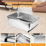 23.5" x 15.7" x 8" Stainless Steel Sifting Litter Box for Pine Pellets, XXL Large Pull-Out Cat Litter Box for Big Cats with High Sides, Metal Cat Litter Pan with Plastic Scoop &10 Urine Pads - Image 8