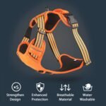 SK Depot® Dog Harness Small Chest 15.7"-27.6" No-Pull Pet Harness with Leash Clips, Adjustable Soft Padded Dog Vest Harness, No Choke Pet Oxford Vest Easy Control Handle for Medium Dogs (S, Orange) - Image 6