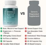 Magnesium 3X Complex – Bisglycinate, L-Threonate & Taurate – 3-in-1 Supplement for Brain, Muscle & Heart Support – 200mg Elemental Magnesium per Daily Dose – 180 Vegan Capsules – Made in Canada - Image 7