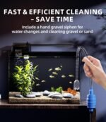 5 Gallon Fish Tank Aquarium Kit with Filter, LED Light with Timer, Siphon Vacuum Cleaner, Lid, Self-Cleaning Glass Rimless Betta Tank - Image 6