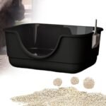 Open Litter Box with Scoop for Small and Large Cats. Cat Crib. Cat Litter Container. Box of, Black - Image 5