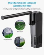 NICREW Aquarium Internal Filter, Submersible Power Filter with Multiple Function, Aeration System with Sponge Filter for Fish Tanks 10-20 Gallon, 100 GPH, 7W - Image 3