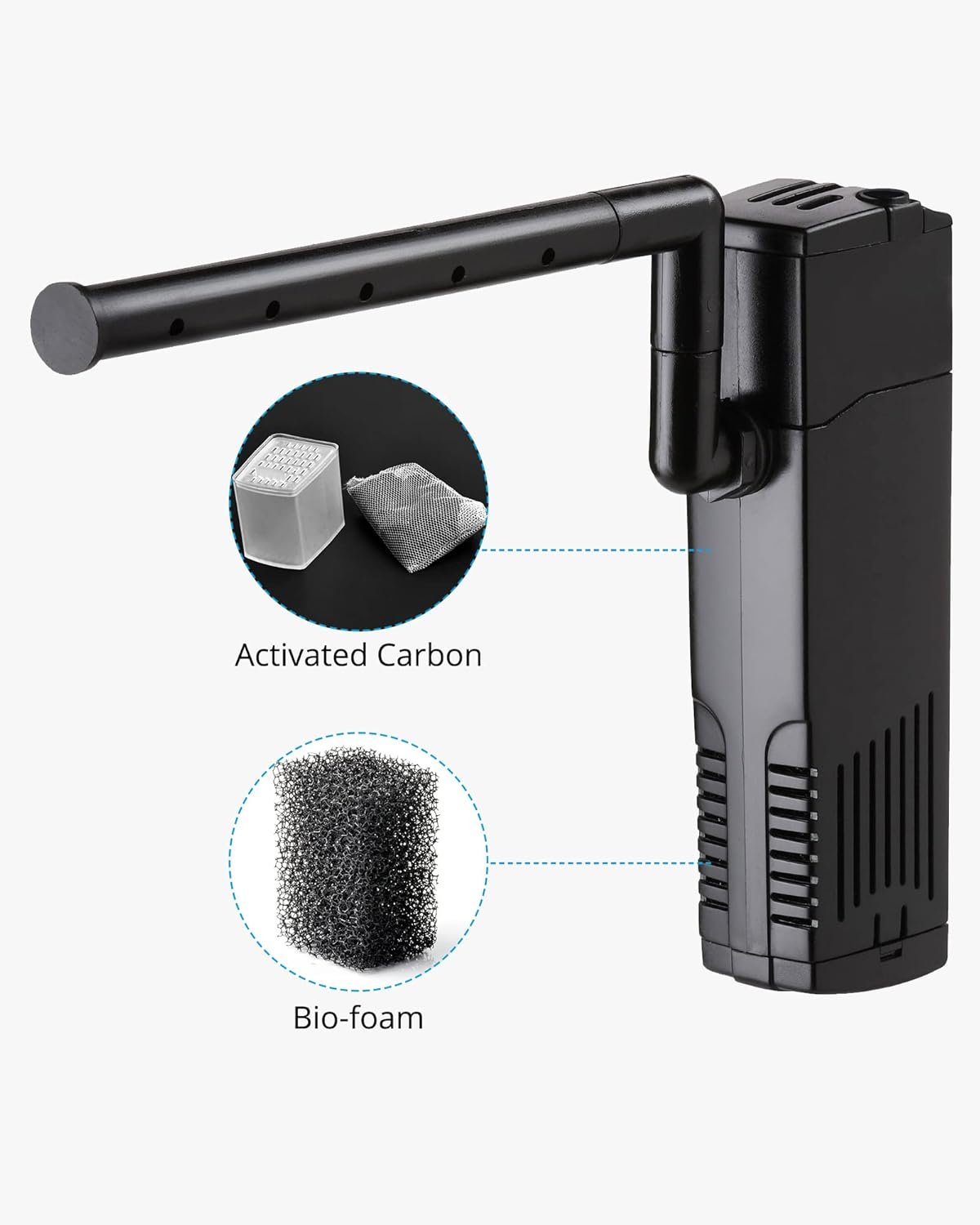 NICREW Aquarium Internal Filter, Submersible Power Filter with Multiple Function, Aeration System with Sponge Filter for Fish Tanks 10-20 Gallon, 100 GPH, 7W - Image 4