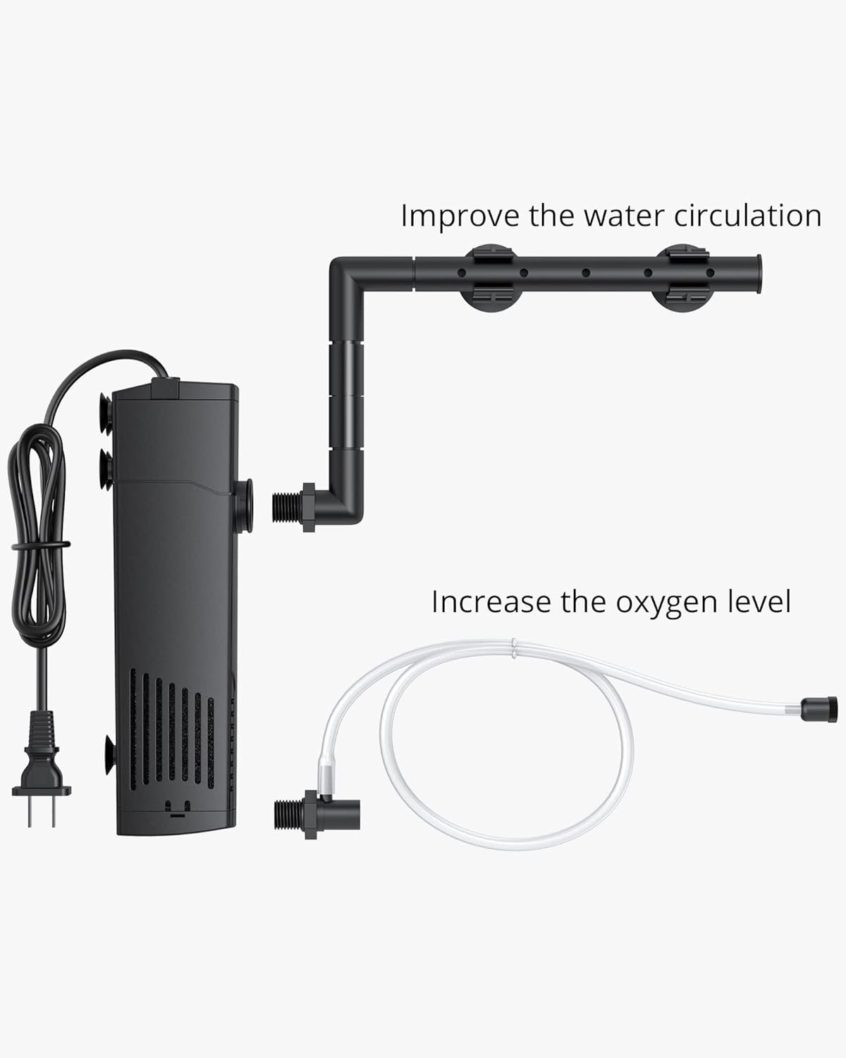NICREW Aquarium Internal Filter, Submersible Power Filter with Multiple Function, Aeration System with Sponge Filter for Fish Tanks 10-20 Gallon, 100 GPH, 7W - Image 9