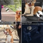 Tactical Bungee Dog Leash - Pink Heavy Duty Leash for Large Dogs with Reflective Stitching, 2 Handles, Seatbelt Clip, 4-6FT - Image 5