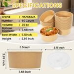 50 Count 36 oz Large Disposable Paper Bowls with Lids, Salad Containers for Lunch, Paper Meal Prep Containers for Hot & Cold Food, Soup, Ramen, Salad - Image 4
