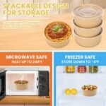 50 Count 36 oz Large Disposable Paper Bowls with Lids, Salad Containers for Lunch, Paper Meal Prep Containers for Hot & Cold Food, Soup, Ramen, Salad - Image 5