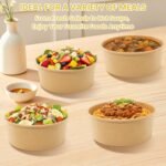 50 Count 36 oz Large Disposable Paper Bowls with Lids, Salad Containers for Lunch, Paper Meal Prep Containers for Hot & Cold Food, Soup, Ramen, Salad - Image 6