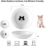 6 Ceramic Cat Bowls Set - 5.7 inch Cats Food Bowls Whisker Fatigue Friendly, Wide Cat Plates with Cute Pattern for Wet and Dry Food Water - Image 4