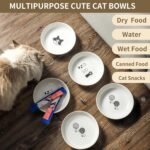6 Ceramic Cat Bowls Set - 5.7 inch Cats Food Bowls Whisker Fatigue Friendly, Wide Cat Plates with Cute Pattern for Wet and Dry Food Water - Image 5