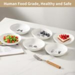 6 Ceramic Cat Bowls Set - 5.7 inch Cats Food Bowls Whisker Fatigue Friendly, Wide Cat Plates with Cute Pattern for Wet and Dry Food Water - Image 7