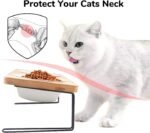 FUKUMARU Elevated Cat Ceramic Bowls, Small Dog 15° Tilted Raised Food Feeding Dishes, Solid Bamboo Water Stand Feeder Set for Cats and Puppy - Image 5