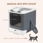 Foldable Cat Litter Box, Fully Enclosed Litter Box with Lid, Covered Kitty Kitten Litter Boxes Enclosure with Scoop, Odor Control, Easy to Clean, 3 Modes for Cat Up to 12 lbs(White&Grey) - Image 3