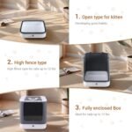 Foldable Cat Litter Box, Fully Enclosed Litter Box with Lid, Covered Kitty Kitten Litter Boxes Enclosure with Scoop, Odor Control, Easy to Clean, 3 Modes for Cat Up to 12 lbs(White&Grey) - Image 4