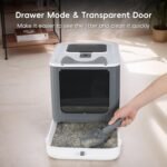 Foldable Cat Litter Box, Fully Enclosed Litter Box with Lid, Covered Kitty Kitten Litter Boxes Enclosure with Scoop, Odor Control, Easy to Clean, 3 Modes for Cat Up to 12 lbs(White&Grey) - Image 6