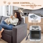 Foldable Cat Litter Box, Fully Enclosed Litter Box with Lid, Covered Kitty Kitten Litter Boxes Enclosure with Scoop, Odor Control, Easy to Clean, 3 Modes for Cat Up to 12 lbs(White&Grey) - Image 7