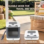 Foldable Cat Litter Box, Fully Enclosed Litter Box with Lid, Covered Kitty Kitten Litter Boxes Enclosure with Scoop, Odor Control, Easy to Clean, 3 Modes for Cat Up to 12 lbs(White&Grey) - Image 8