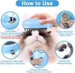 Nepfaivy Cat Steam Brush for Cats - Cat Comb with Steam for Shedding Long Haired Cats, Steamy Cat Grooming Brush for Removing Loose Hair, Blue - Image 6