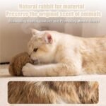 Rabbit Fur Ball Cat Toy, 3.9in Real Rabbit Cat Pom Pom Ball, Interactive Cats Toy with Catnip, Soft Fluffy Balls Toys for Indoor Cats Exercise - Image 5