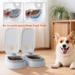 2 Meal Automatic Pet Feeder, 48H Timer Dry and Wet Food Dispenser for Cats, Nonslip Automatic Dog and Cat Feeder, Battery Powered Wet Dry Cat Food Dispenser for Pets Dogs - Image 3