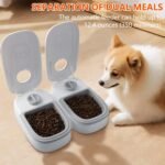 2 Meal Automatic Pet Feeder, 48H Timer Dry and Wet Food Dispenser for Cats, Nonslip Automatic Dog and Cat Feeder, Battery Powered Wet Dry Cat Food Dispenser for Pets Dogs - Image 8