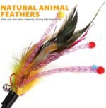 Cat Teaser Toys 4pcs Feather Teaser Cat Toy with Bell Tassels Feather Toy Wand Interactive Catcher for Kitten (Random Color) Interactive - Image 3