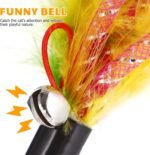 Cat Teaser Toys 4pcs Feather Teaser Cat Toy with Bell Tassels Feather Toy Wand Interactive Catcher for Kitten (Random Color) Interactive - Image 4