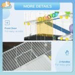 PawHut 31" Large Hamster Cage, Small Animal House, Multi-Storey Gerbil Haven, Tunnel Tube System, with Water Bottle, Exercise Wheel, Food Dish, Ramps, Black - Image 7