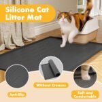Pieviev Silicone Cat Litter Trapping Mat, 86X 56CM Large Cat Litter Mat, Easy to Clean & Soft on Kitty Paws, Waterproof Kitty Litter Pads for Indoor Cats, Dark Gray - Image 5