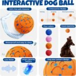 Dog Balls: Interactive Dog Ball Auto Rolling - Interactive Dog Toys for Aggressive Chewers - Bouncy & Throwable, Type-C Rechargeable, Washable, for Small & Medium & Large Dogs – Orange - Image 3