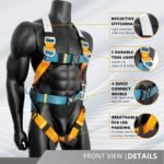 Fall Protection Full-Body Safety Harness, Vented & Padded Shoulder, Legs & Back - Image 3