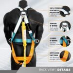 Fall Protection Full-Body Safety Harness, Vented & Padded Shoulder, Legs & Back - Image 4