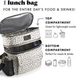 Fit & Fresh Dual Compartment Lunch Bag For Women, Insulated Extra Large Meal Prep Lunch Bag With Matching Containers, Front Pocket, Adjustable Strap, Westminster Lunch Bag, Black & White Dot - Image 5