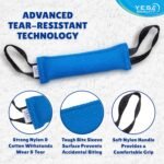 Dog Bite Tug Toy - 30x9 cm - Durable Blue Pull Toy with 2 Soft & Strong Handles - Tough Nylon Bite Pillow for Small to Medium Dogs - Ideal for Tug of War, Fetch, Puppy Training - by Yes4Quality - Image 4