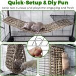 30x7inch Rat Climbing Toys for Cage, Chewable Natural Seagrass Mat with Metal Hooks, Soft Fall Breakers for Rats, Rat Ladder Bridge Toy with Mild Grassy Scent, Rodent Hammock Cage Accessories - Image 3