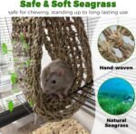 30x7inch Rat Climbing Toys for Cage, Chewable Natural Seagrass Mat with Metal Hooks, Soft Fall Breakers for Rats, Rat Ladder Bridge Toy with Mild Grassy Scent, Rodent Hammock Cage Accessories - Image 4
