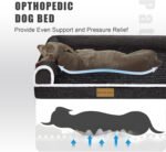 Patas Lague Orthopedic Dog Bed Large Sized Dog 91x61cm, Waterproof Comfortable L Bolster Medium Non-Slip Soft Warm Pet Crate Bed Sleep Sofa mat with Removable Washable Cover, Black - Image 4