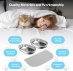 Stainless Steel Bowls and Mat Set for Automatic Microchip Pet Feeder, YOIHABV 2 Single SUS 304 Bowls and 1 Silicone Mat, Keep Food Fresh, Easy to Clean, Protect Cat Feeder - Image 5
