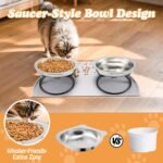 Elevated Cat Bowls with Food Mat & Metal Stand - 7.1" Wide Stainless Steel Whisker Friendly Dishes, 15° Tilt for Cats/Kittens/Small Dogs, Indoor/Outdoor & Travel Use (2-Pack) HBGmao-hao - Image 4