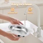 Elevated Cat Bowls with Food Mat & Metal Stand - 7.1" Wide Stainless Steel Whisker Friendly Dishes, 15° Tilt for Cats/Kittens/Small Dogs, Indoor/Outdoor & Travel Use (2-Pack) HBGmao-hao - Image 5