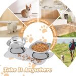 Elevated Cat Bowls with Food Mat & Metal Stand - 7.1" Wide Stainless Steel Whisker Friendly Dishes, 15° Tilt for Cats/Kittens/Small Dogs, Indoor/Outdoor & Travel Use (2-Pack) HBGmao-hao - Image 7