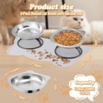 Elevated Cat Bowls with Food Mat & Metal Stand - 7.1" Wide Stainless Steel Whisker Friendly Dishes, 15° Tilt for Cats/Kittens/Small Dogs, Indoor/Outdoor & Travel Use (2-Pack) HBGmao-hao - Image 8