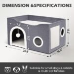 Heeyoo Cat House for Indoor Cats - Large Cat Bed Cave with Fluffy Ball and Scratch Pad, Foldable Cat Houses & Condos, Cat Cubes, Cat Hideaway, Covered Cat Bed for Multi Small Pet Large Kitty - Image 4