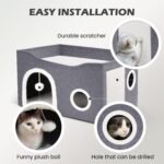 Heeyoo Cat House for Indoor Cats - Large Cat Bed Cave with Fluffy Ball and Scratch Pad, Foldable Cat Houses & Condos, Cat Cubes, Cat Hideaway, Covered Cat Bed for Multi Small Pet Large Kitty - Image 6