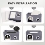 Heeyoo Cat House for Indoor Cats - Large Cat Bed Cave with Fluffy Ball and Scratch Pad, Foldable Cat Houses & Condos, Cat Cubes, Cat Hideaway, Covered Cat Bed for Multi Small Pet Large Kitty - Image 7