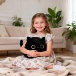 Black Cat Plush Toy, 7.8" Cute Pluhies Cat Stuffed Animal Soft Plush Doll Kwaii Cat Shaped Design Sofa Dolls Pillows for Boys Girls - Image 3